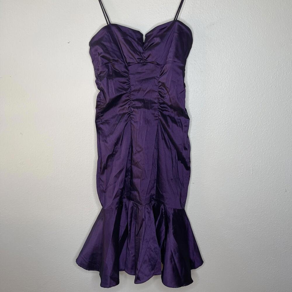 Xscape Purple Ruched Sheath Dress with Sweetheart Neckline